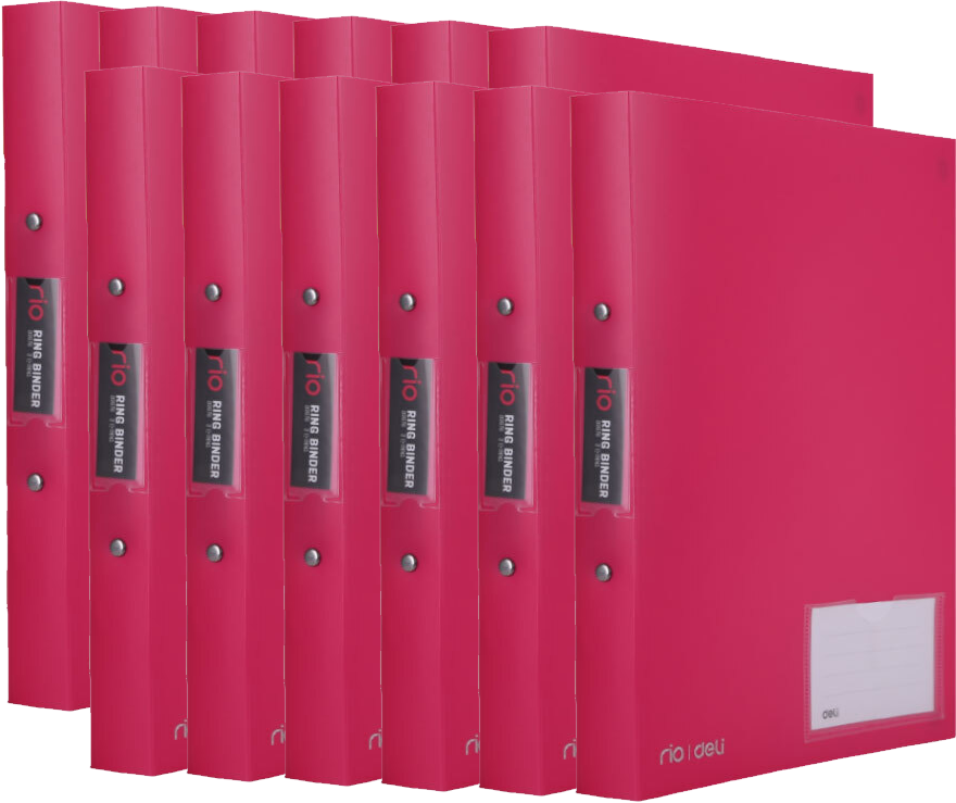 12x Segregator A4 Deli Rio, PP, 2 ringi, z kieszenią, różowy
