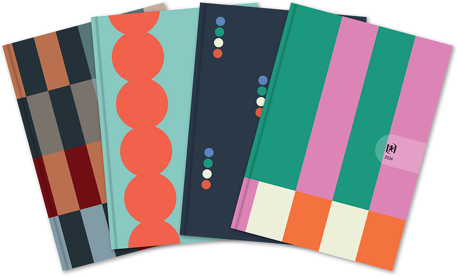 4x Kalendarz książkowy 2026, Oxford, Form, A5, dzienny, mix wzorów