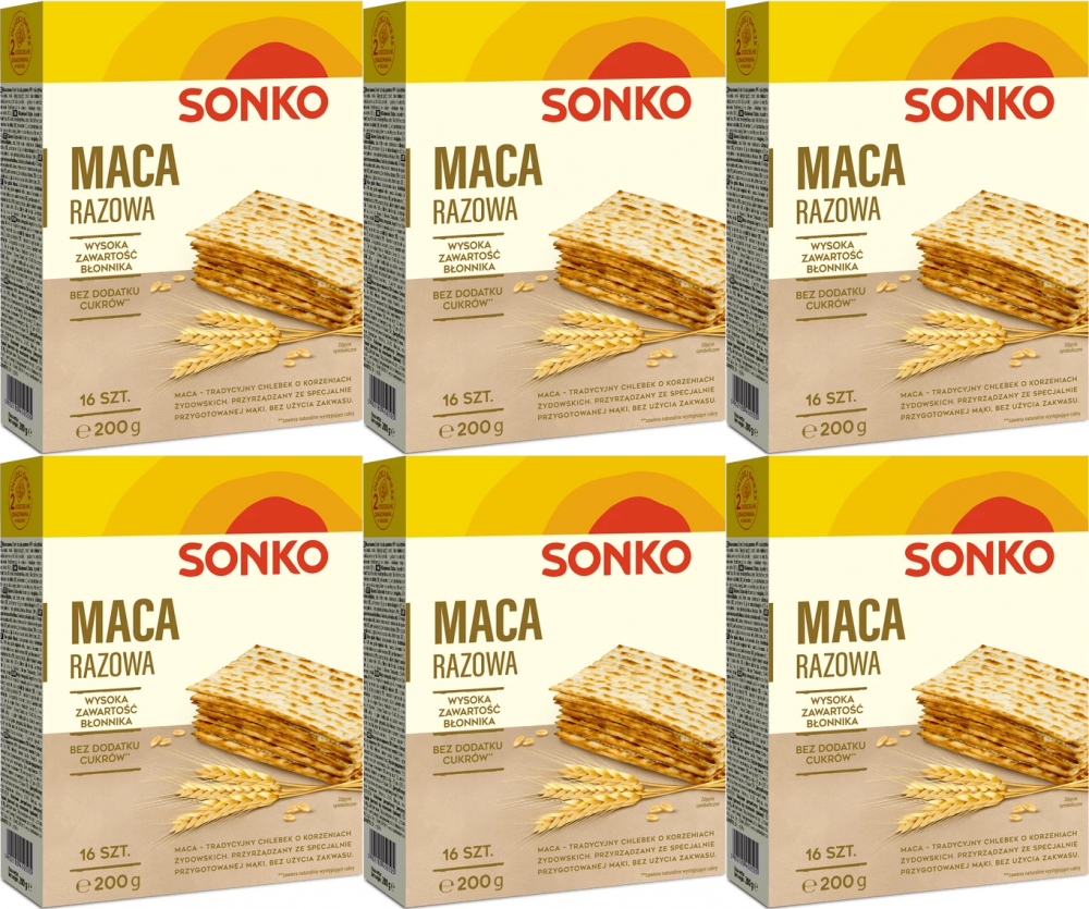 6x Maca razowa Sonko, 16 sztuk, 200g