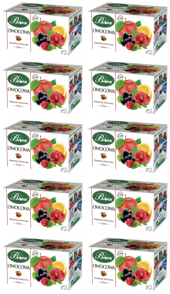 10x Herbata owocowa w torebkach BiFix Classic, owocowa, 20 sztuk x 2.5g