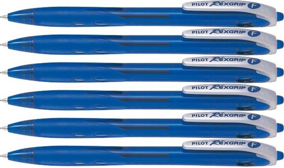 6x Długopis automatyczny Pilot, Rexgrip F, 0.21mm, niebieski