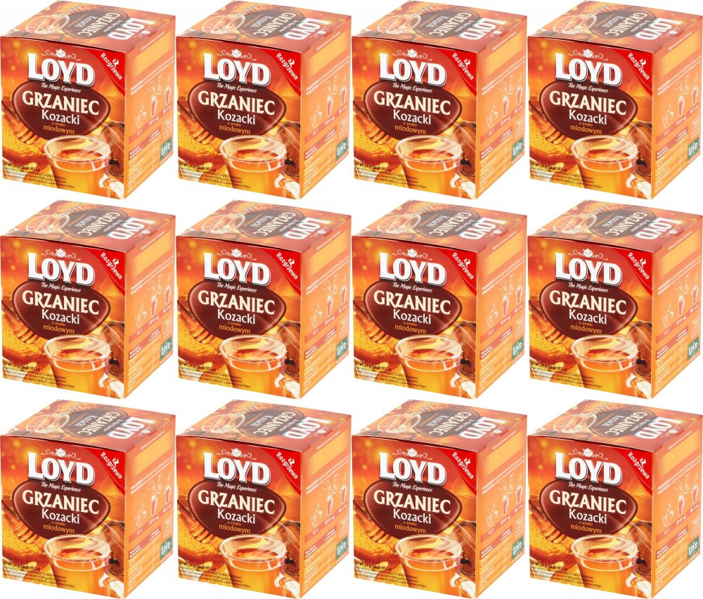 12x Herbata czarna aromatyzowana w kopertach Loyd Grzaniec Kozacki, miodowy, 10 sztuk x 3g