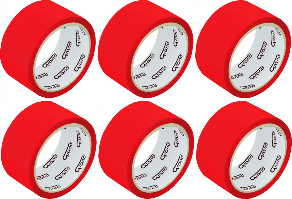 6x Taśma pakowa, Grand, 48mmx50m, czerwony