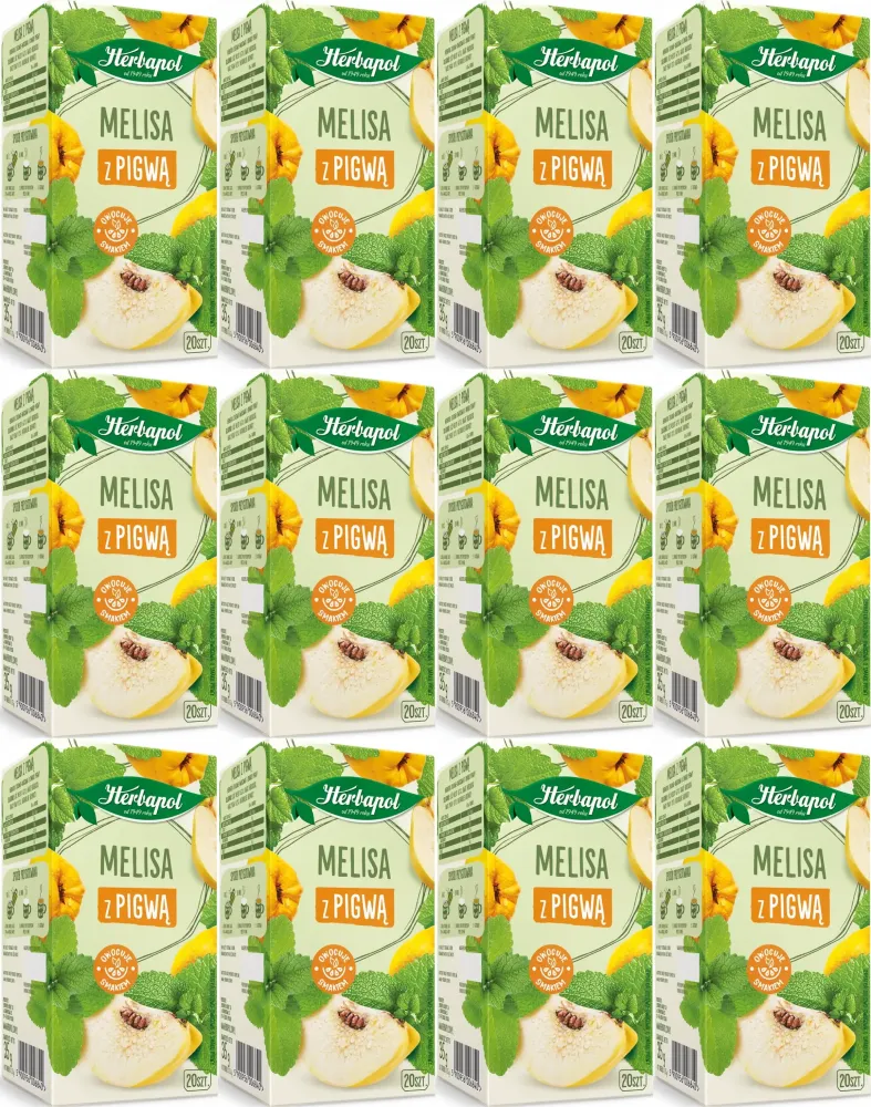 12x Herbata ziołowa w torebkach Herbapol Zielnik Polski, melisa z pigwą, 20sztuk x1.75 g