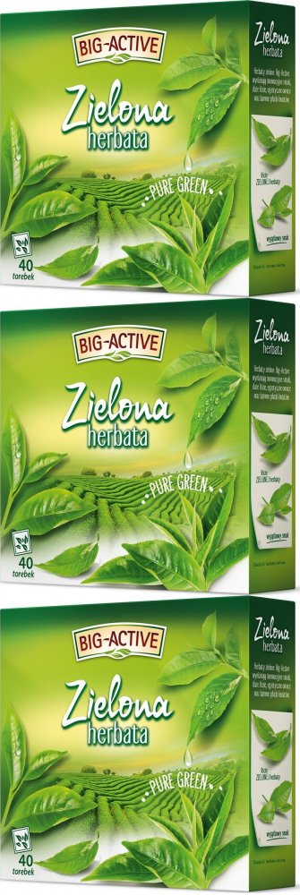 3x Herbata zielona w torebkach Big-Active, 40 sztuk x 1.8g