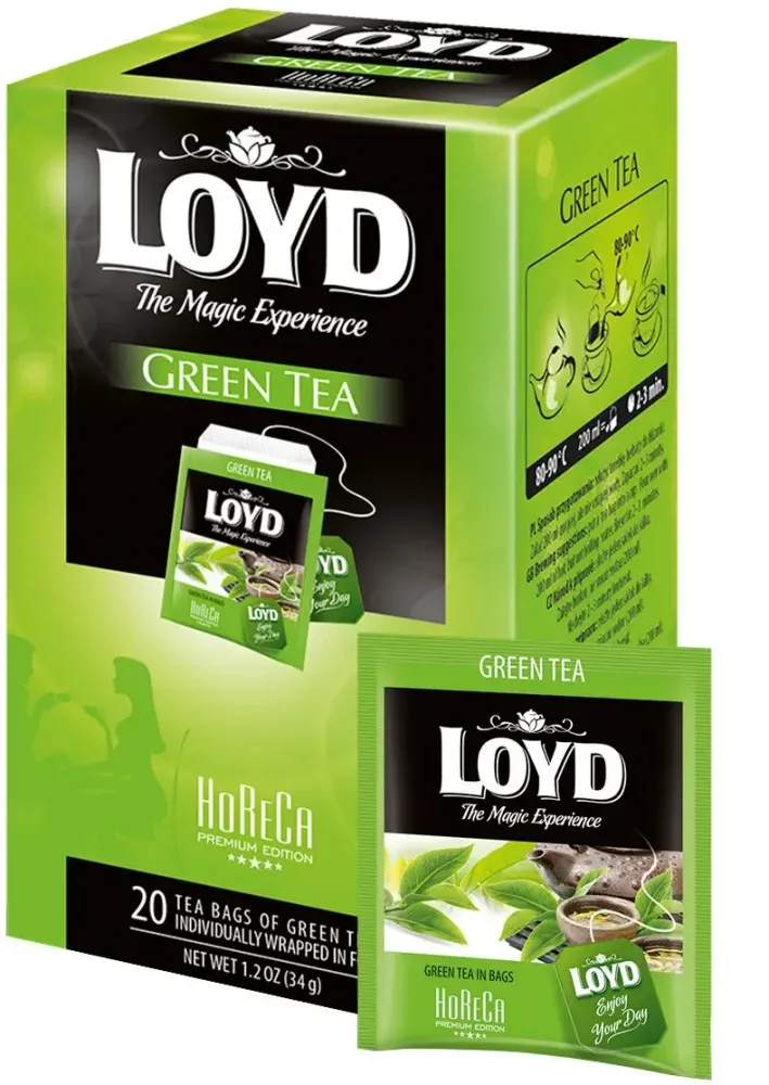 Herbata zielona w kopertach Loyd Horeca Green Tea, 20 sztuk x 1.7g