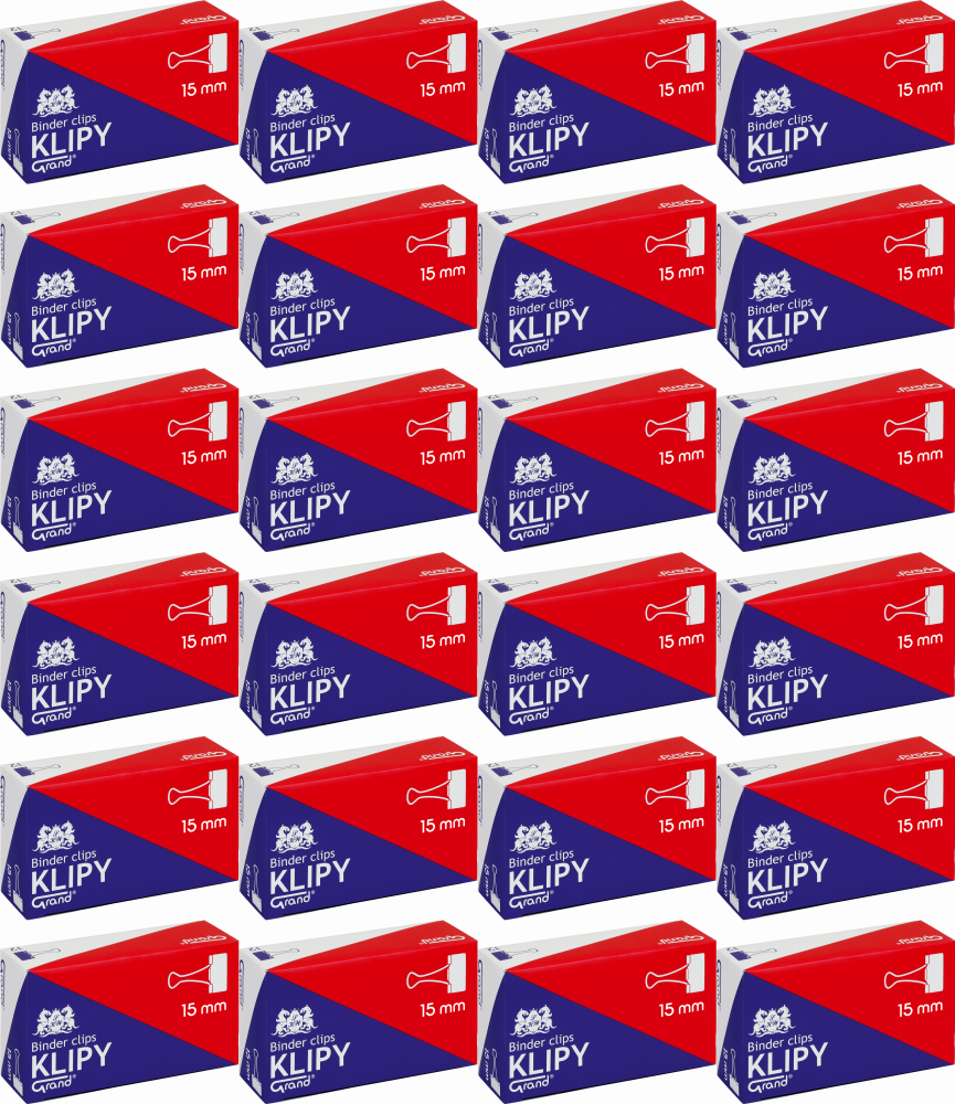 24x Klip biurowy Grand, 15 mm, 12 sztuk, czarny
