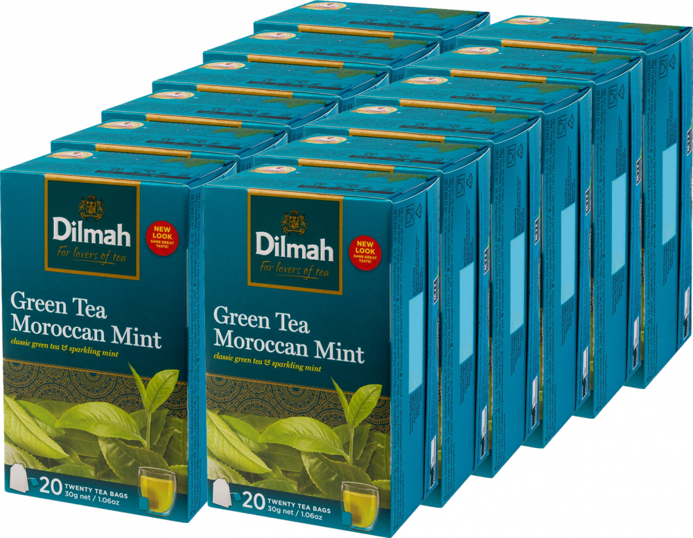 12x Herbata zielona smakowa w torebkach Dilmah, Moroccan Mint Green Tea, mięta, 20 sztuk x 1.5g