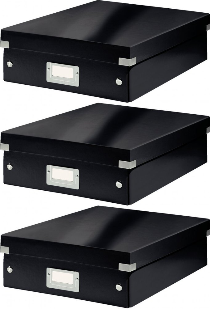 3x Pudło z przegródkami Leitz Click&Store Wow, średnie, czarny