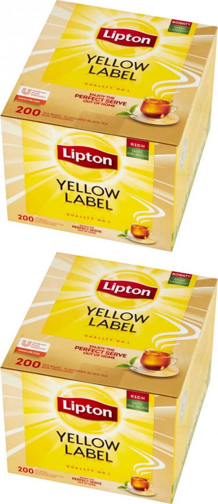 2x Herbata czarna w torebkach Lipton Yellow Label, 200 sztuk x 2g