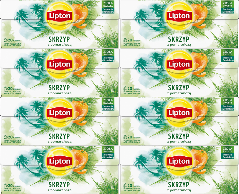 8x Herbata ziołowa w torebkach Lipton, skrzyp z pomarańczą, 20 sztuk x 1g