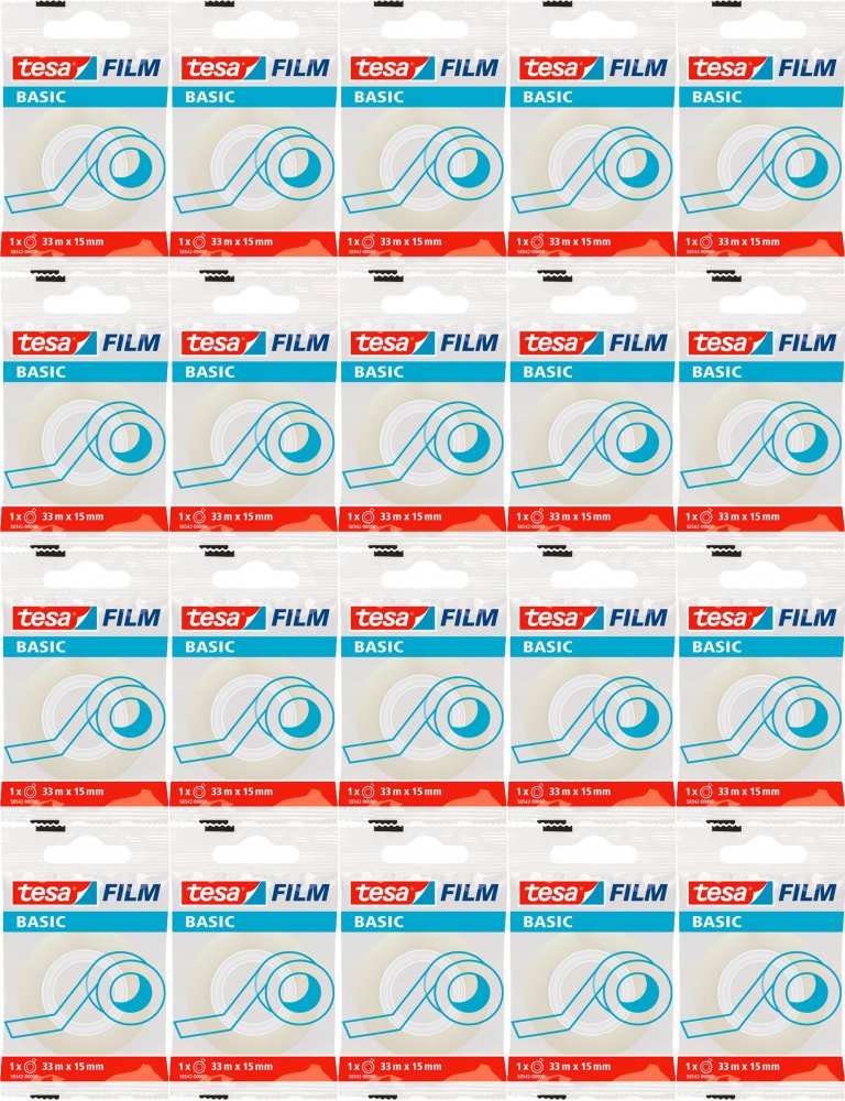 20x Taśma klejąca Tesa Basic, 15mmx33m, przezroczysty
