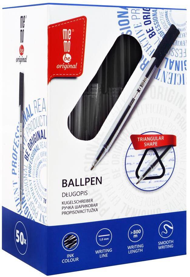 50x Długopis biurowy MemoBe, 1mm, czarny