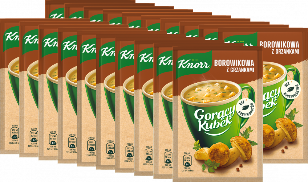 20x Zupa Knorr Gorący Kubek, borowikowa z grzankami, 15g