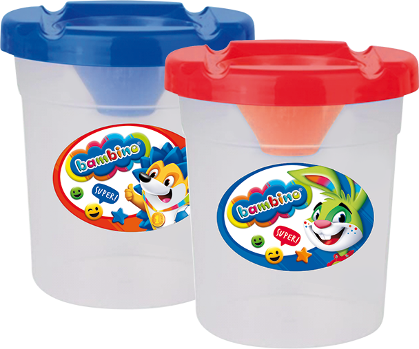 2x Kubek do wody i farb Bambino Zwierzaki Uczniaki, z blokadą wylania, mix kolorów
