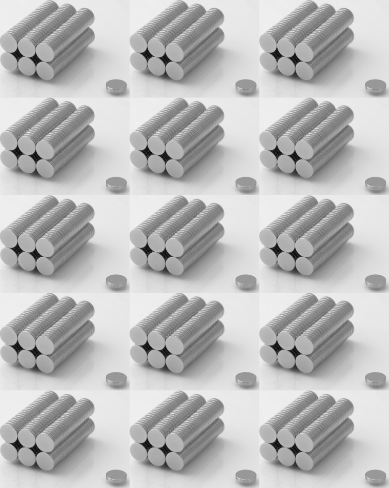 15x Magnes neodymowy Euro Magnesy N38, walcowy, 10x2mm, srebrny