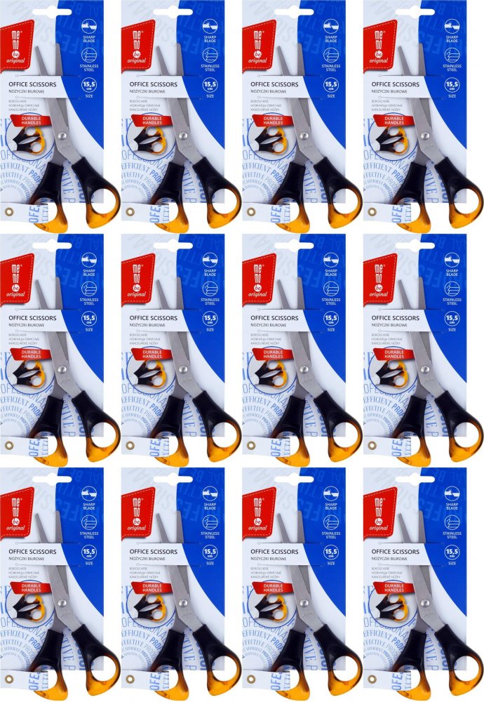 12x Nożyczki biurowe MemoBe, 15.5cm, bursztynowy