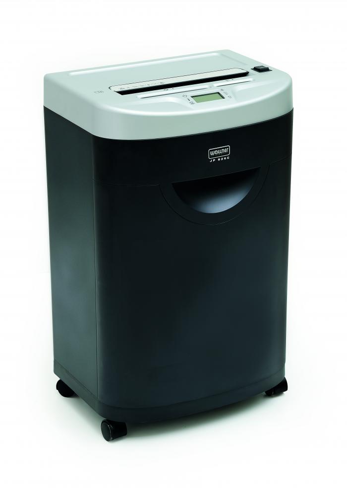 Niszczarka do papieru Wallner JP 826C, ścinek 3.8x40mm, 18 kartek, P-4/O-1/T-2/E-2/F-1, czarno-srebrny