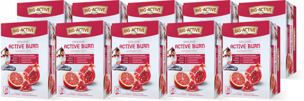 10x Herbata funkcjonalna w torebkach Big-Active Burn Spalanie, 20 sztuk x 2g