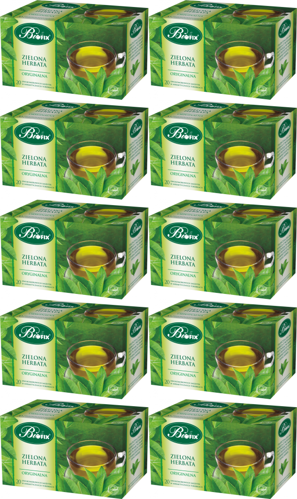 10x Herbata zielona w kopertach BiFix Premium, 20 sztuk x 2g