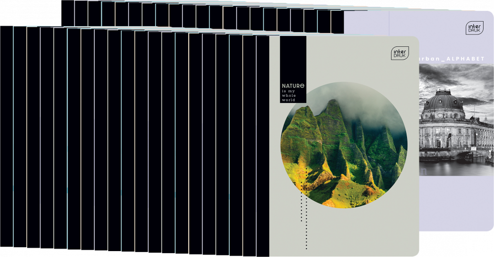 40x Zeszyt w kratkę Interdruk UV Black & White, A5, 60 kartek, mix wzorów