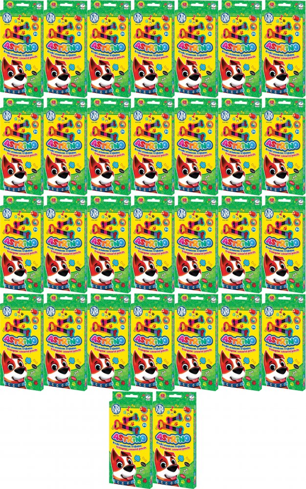 36x Kredki ołówkowe Astra Astrino, trójkątne, 12 sztuk, mix kolorów