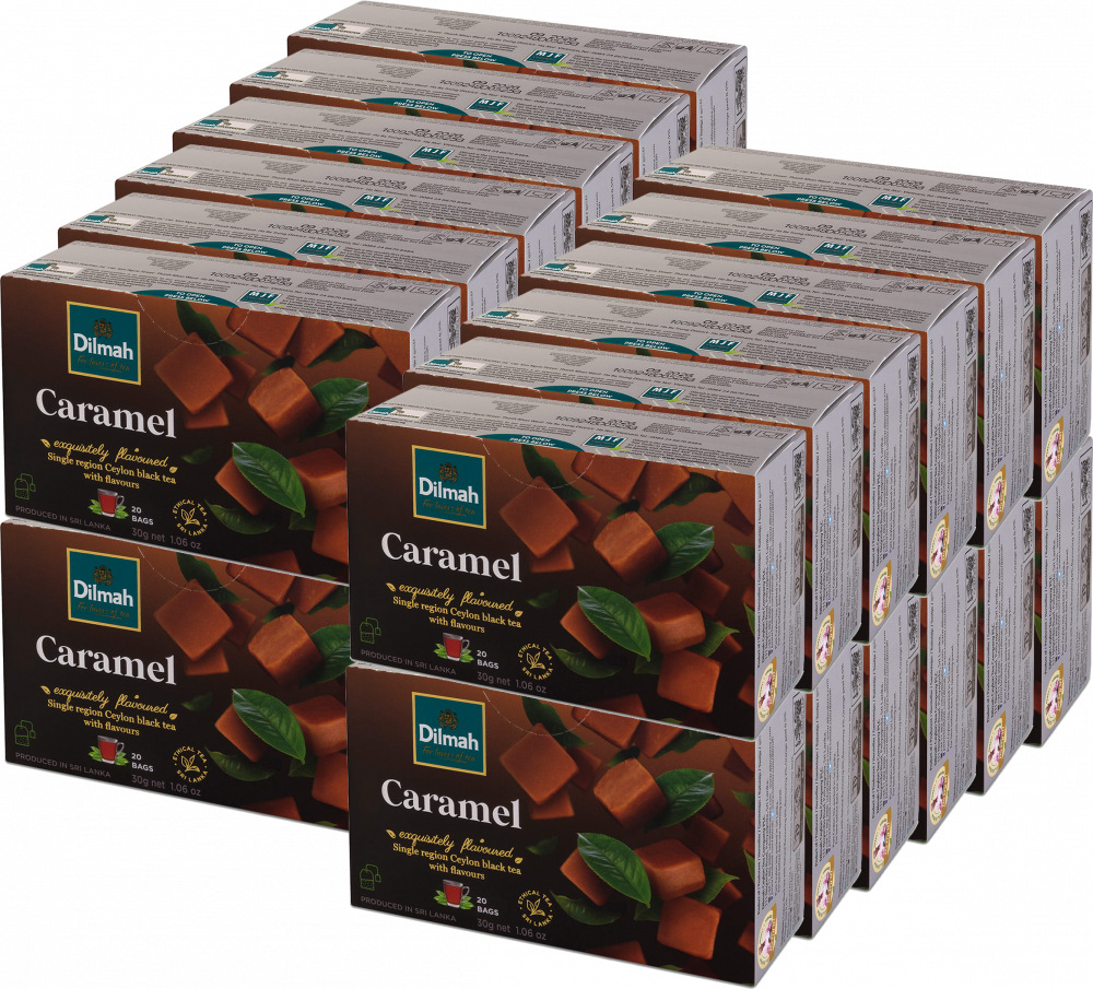 24x Herbata czarna w torebkach Dilmah Caramel, karmelowa, 20 sztuk x 1.5g