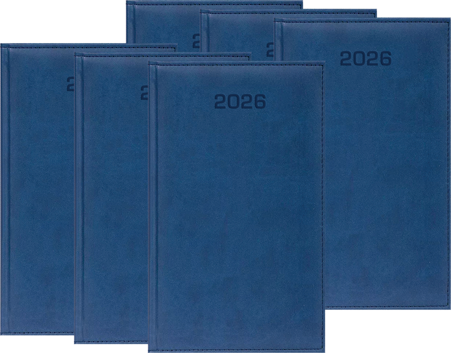 6x Kalendarz książkowy 2026, kieszonkowy, Udziałowiec, Lux, 92x155mm, tygodniowy, granatowy