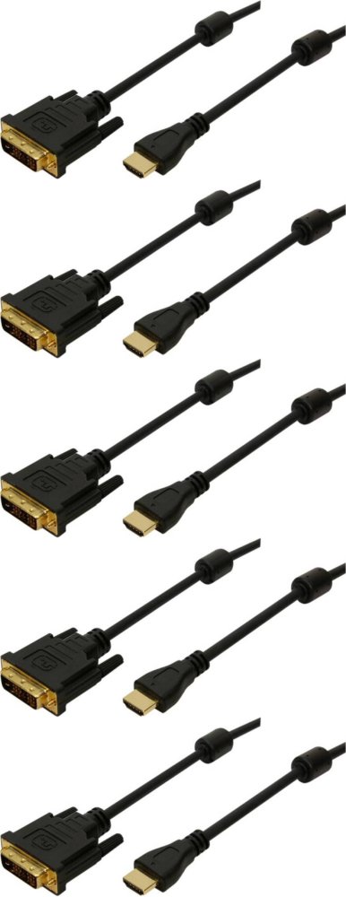 5x Kabel HDMI-DVI LogiLink, 2m, czarny
