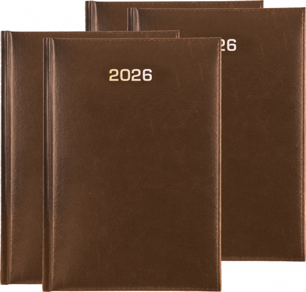 4x Kalendarz książkowy 2026, Udziałowiec, Dyrektorski, A5, dzienny, brązowy