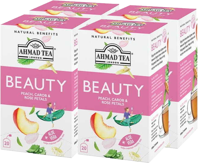4x Herbata funkcjonalna w kopertach Ahmad Tea Beauty Healthy Benefit, 20 sztuk x 1,5g