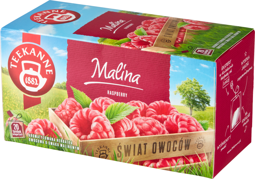 Herbata owocowa w kopertach Teekanne World of Fruits Raspberry, malina, 20 sztuk x 2.5g