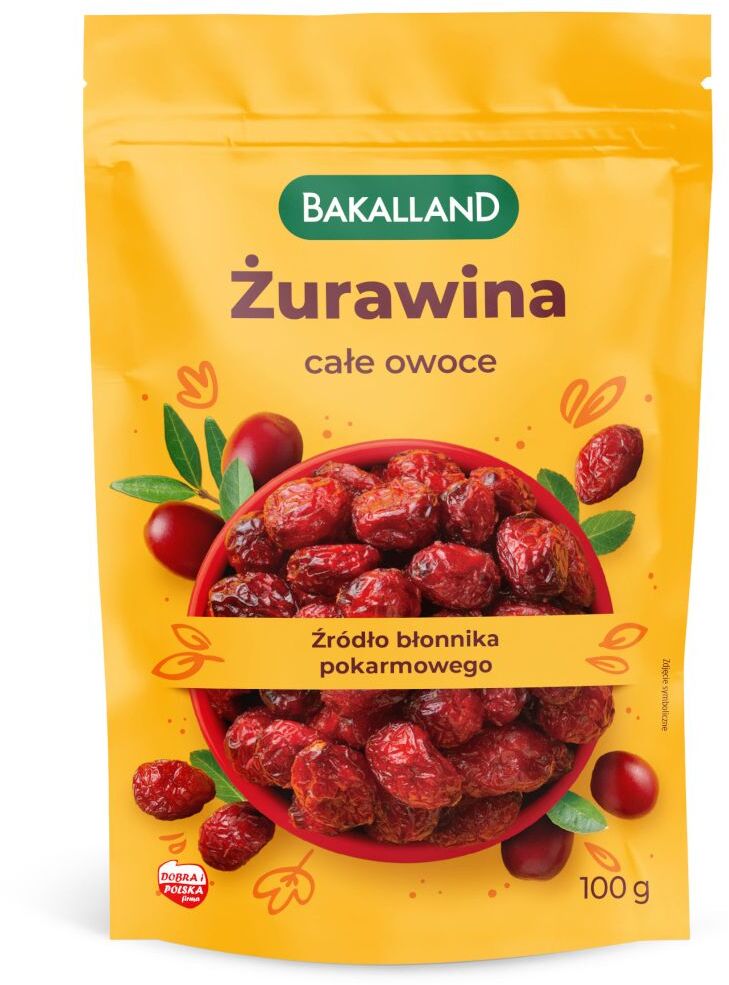 Żurawina całe owoce Bakalland, 100g