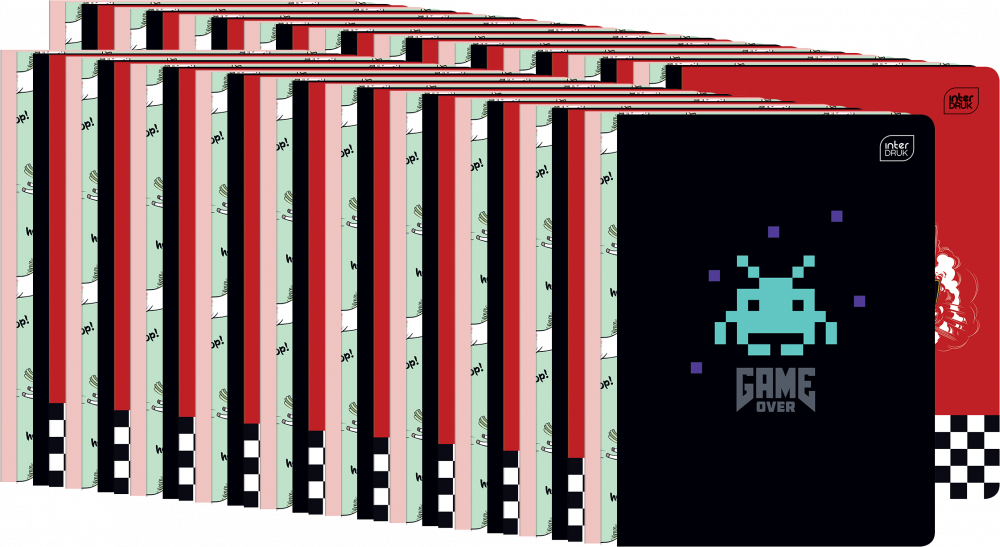 80x Zeszyt w kolorową kratkę Interdruk, A5, 16 kartek, mix wzorów