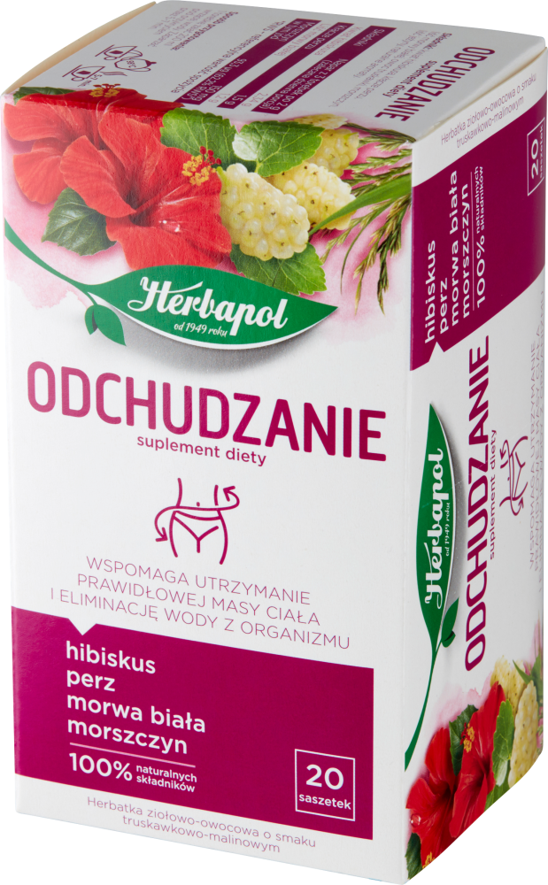 Herbata funkcjonalna w torebkach Herbapol Odchudzanie, truskawkowo-malinowy, 20 sztuk x 2g