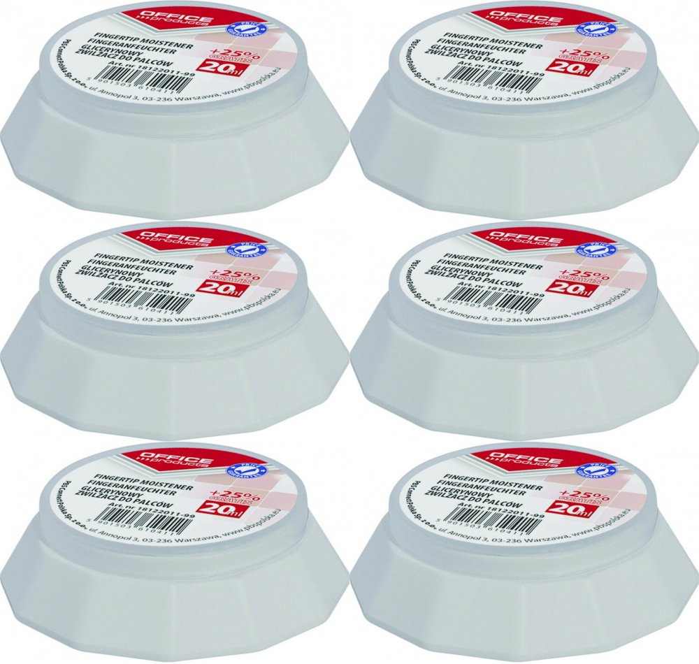 6x Nawilżacz do palców Office Products, eukaliptus, 20ml + 25% gratis
