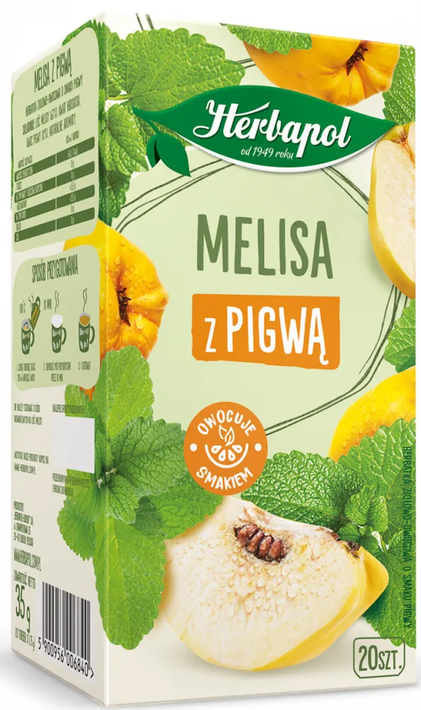 Herbata ziołowa w torebkach Herbapol Zielnik Polski, melisa z pigwą, 20sztuk x1.75 g