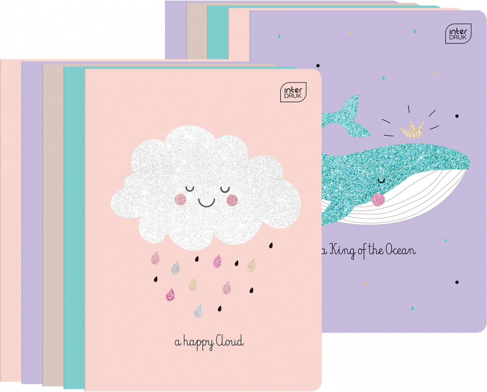 10x Zeszyt w kratkę Interdruk Glitter, A5, 16 kartek, mix wzorów