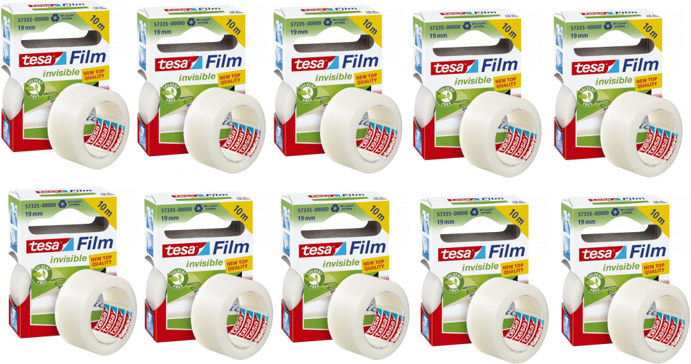 10x Taśma klejąca Tesa Film Invisible, 19mmx10m, przezroczysty