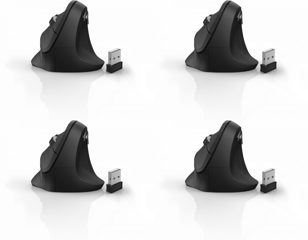 4x Myszka bezprzewodowa Hama EMW-500, pionowa, optyczna, czarny