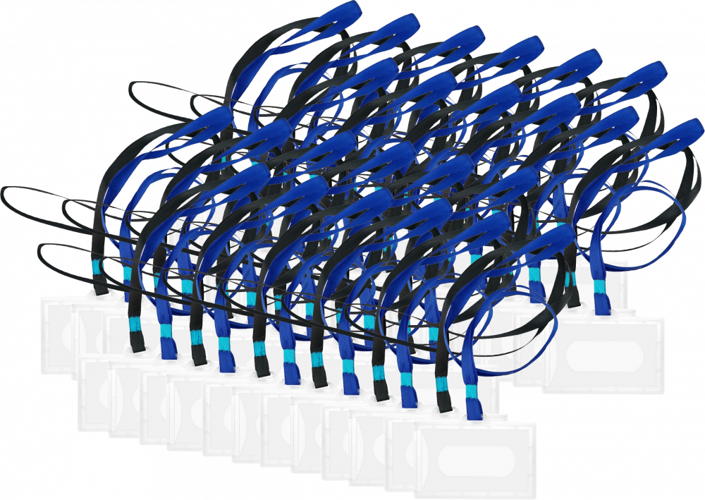 100x Identyfikator D.Rect, z taśmą, 92x59mm, 1 sztuka, przezroczysty, taśma mix kolorów