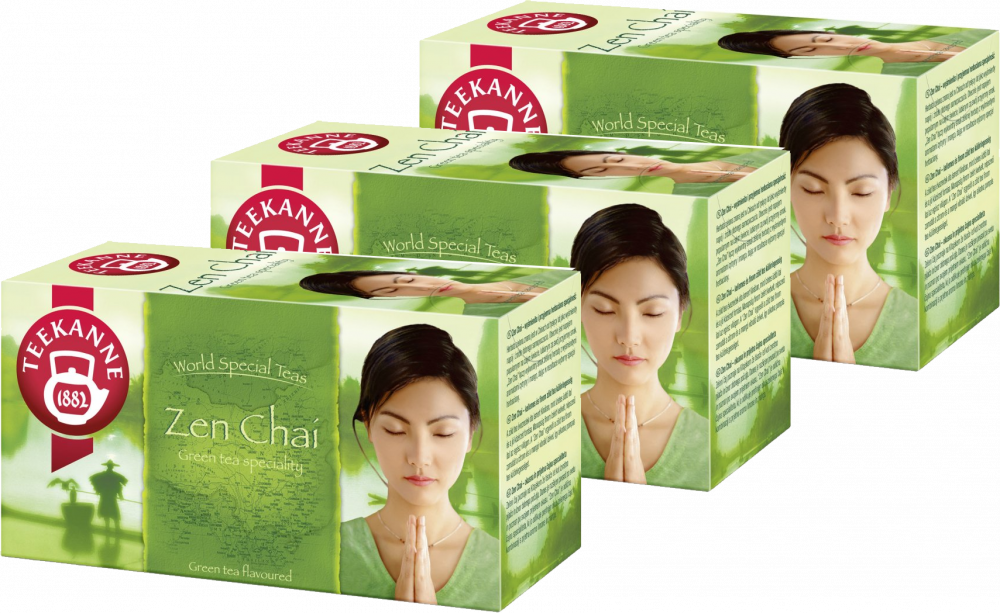 3x Herbata zielona smakowa w kopertach Teekanne Zen Chai, cytryna i mango, 20 sztuk x 1.75g