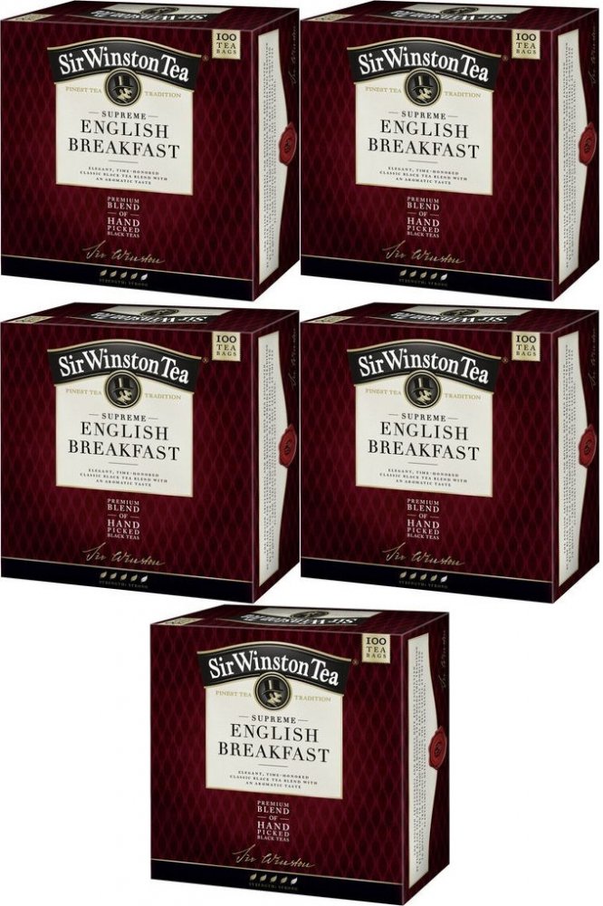 5x Herbata czarna Sir Winston Tea Supreme English Breakfast 100 sztuk x 1,8g