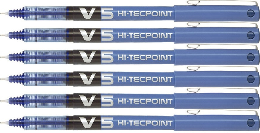 6x Cienkopis Pilot, BX-V5, 0.5mm, niebieski