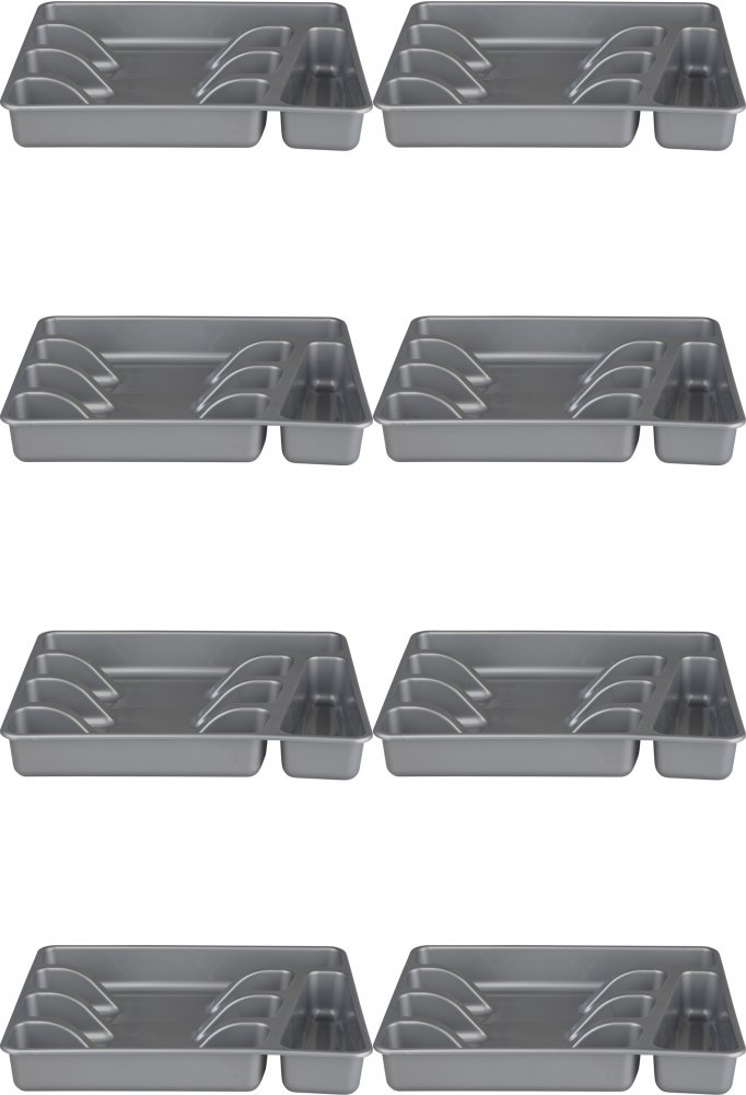 8x Wkład do szuflady na sztućce Bentom, 34 x 26cm, srebrny