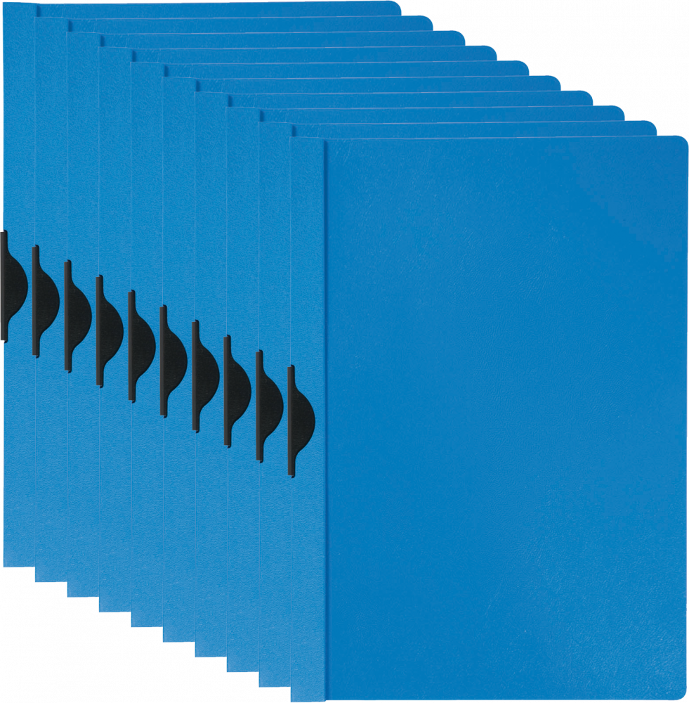 10x Skoroszyt plastikowy z klipsem Q-connect, A4, do 30 kartek, niebieski