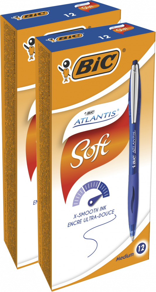 24x Długopis automatyczny Bic Atlantis Soft, 1mm, niebieski
