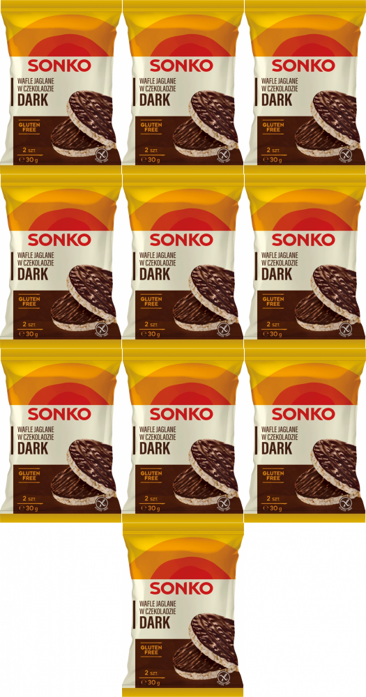 10x Wafle jaglane Sonko, w czekoladzie, 30g