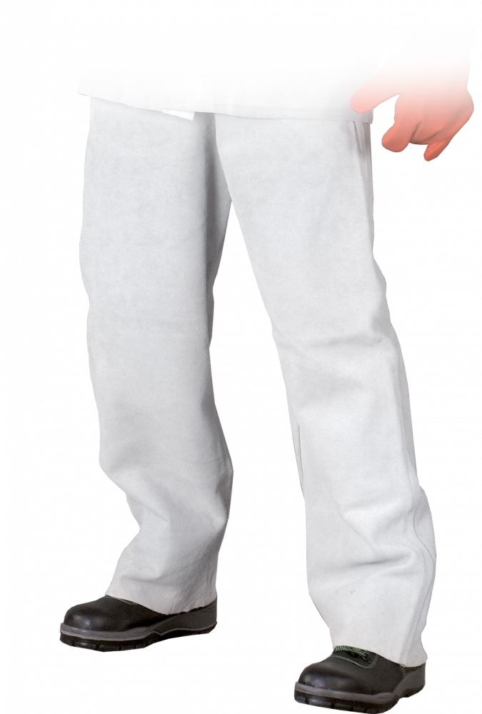 Spodnie robocze Reis Indianex SSL W, spawalnicze, wzrost 170-182cm, pas 92-106cm, skórzane, biały