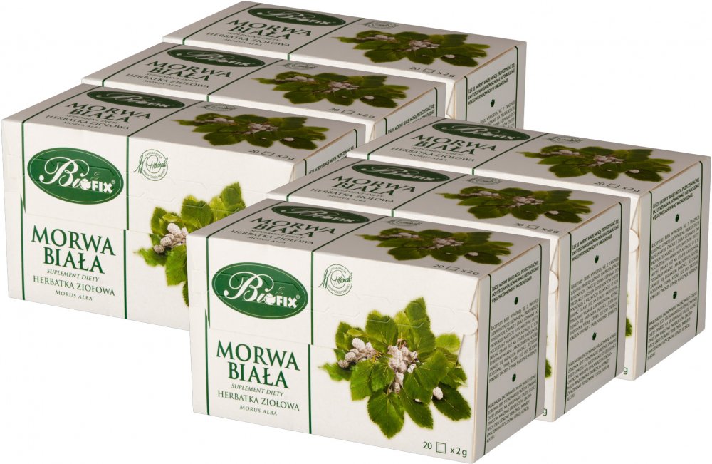 6x Herbata ziołowa w torebkach BiFix, morwa biała, 20 sztuk x 2g